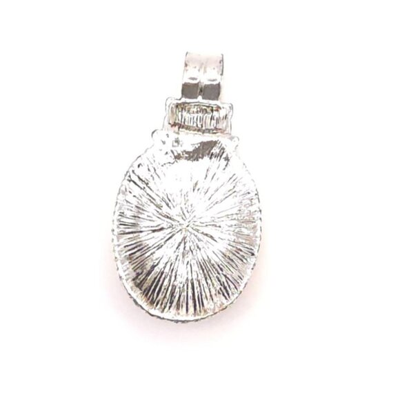 Orange Oval Gemstone Pendant With Silver-Tone Rope Detailing & Textured Back - Picture 2 of 3